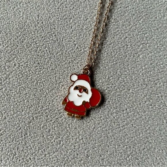 Santa Claus Necklace ~ Adjustable Gold-Tone ~ Brand New - Picture 2 of 6